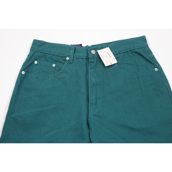 Deadstock Vtg 90s Streetwear Mens 32x33 Baggy Fit Skateboard Denim Jeans Green - Picture 2 of 14